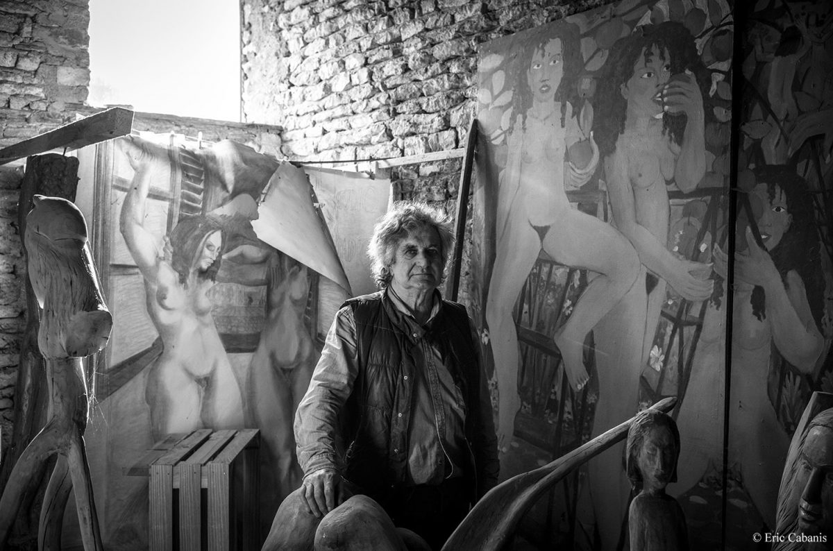 French sculptor and painter Jean Chauchard in his studio in Moissat, Auvergne, February 19, 2021